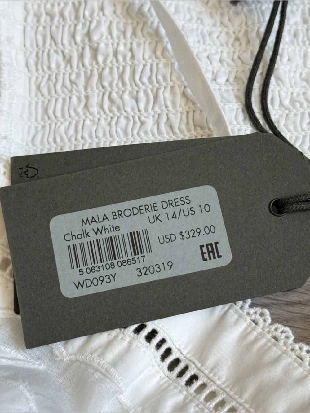 AllSaints Mala Broderie Dress Chalk White Size US 10 / UK 14 NWT - Picture 12 of 13